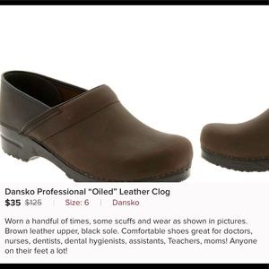 Dansko Professional Brown “”Oiled” Leather Clog